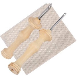 2 BolíGrafos para Bordar. Kit De Punzonado De Agujas, Herramienta De Tejido De Agujas De Bordado De Costura De Tela con Kits De Bordado De Aguja De PerforacióN Han De Madera para Principiantes
