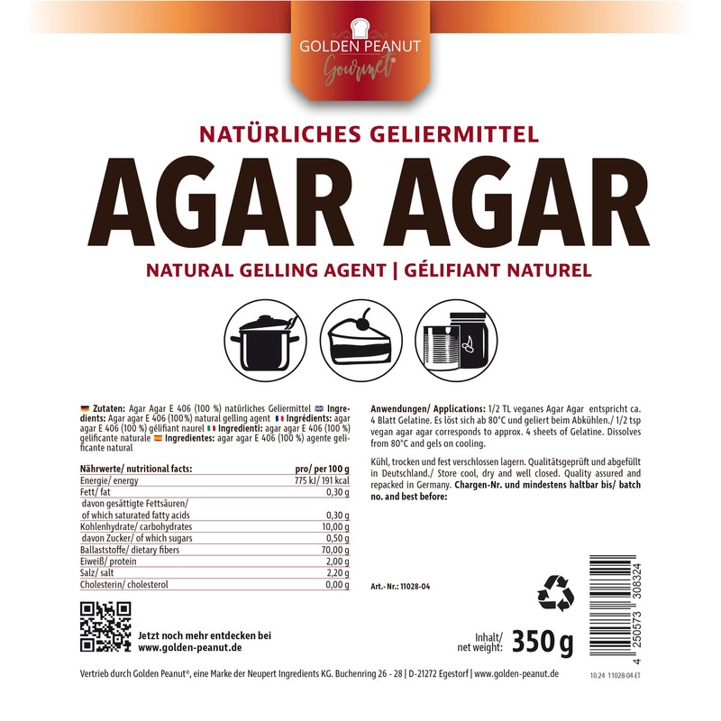 GOLDEN PEANUT Gourmet Agar Agar Ground 350g - Agar Agar