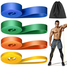 Fitness Bands, Resistance Bands Set with 4 Resistance Levels, Resistance Bands with Door Anchor, Handles, Protective Cover, Carry Bag and Training Instructions, Fitness Band for Fitness/Yoga/Strength