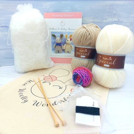 Complete Beginners Knitting Kit Arthur & Betsy Bunny Kit - Learn to knit with step by step video tutorials