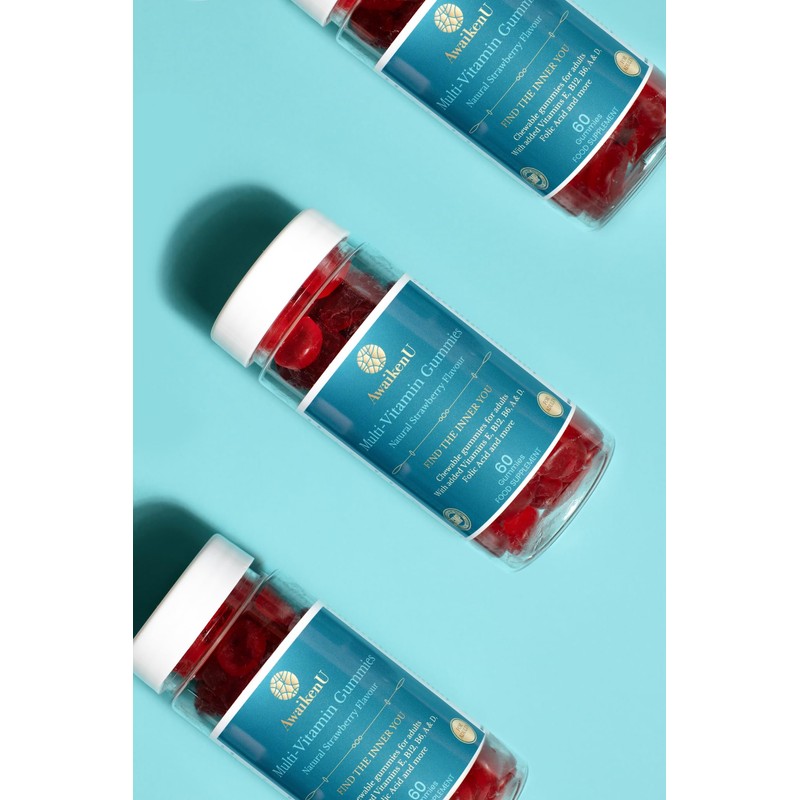 Multivitamin Gummies for Adults- Strawberry Flavour- 60 Gummies- Essential Vitamins