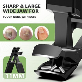 Baluca Angled Head Large Toe Nail Clippers for Men with Wide Jaw Opening, Sharp Heavy Duty Fingernail Clipper Cutter with Catcher - Black