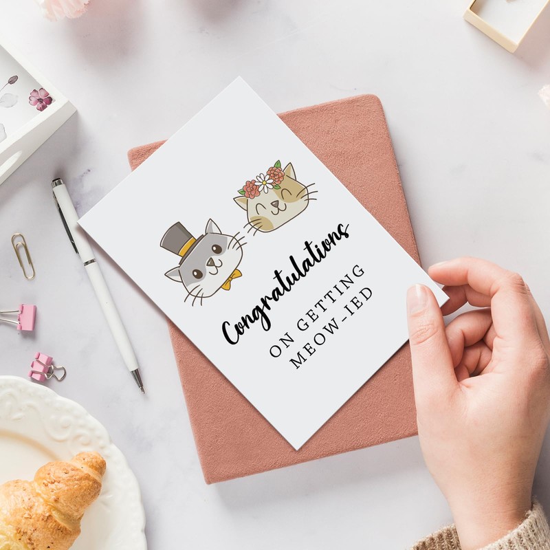 Funny Cat Wedding Card for Newlywed Couple, Just Married Pun