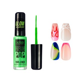 KISS NEW YORK Nail Art Liner, Fast-Drying, Slow Drip, Low Odor, Fine Bristles for Precise Lines, Salon Results at Home for Professional Nail Art (Neon Green, .22oz)