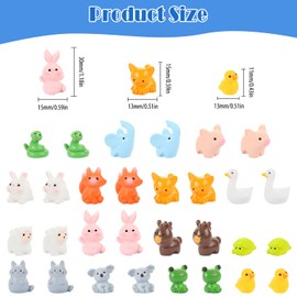 LALASTYLE 30PCS Mini Resin Animals,Animal Resin Figures,Colorful Tiny Animals,for DIY Miniature Garden,Dollhouse Ornament,Miniature Landscape Home Decoration