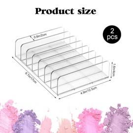 Makeup Palette Organizer2 Pack Acrylic Eyeshadow Palette Pallet,6.7x4.9x1.6 in 7 Sectons BPA-Free Make Up Blush,Contour Storage Holder Cosmetic Eye Shadow Display Stand Clear Rack Vanity Holder(Clear)