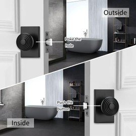 NCSEN Black Door Knobs Interior for Bath & Bed, UFO Privacy Door Knob Door Handle with Push Lock, Heavy Duty Door Knob with Lock