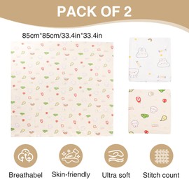DOOCECIY 2 Pcs Baby Blanket for Newborn, 85 x 85cm Thin Soft Cotton Baby Blankets for Newborn Essentials