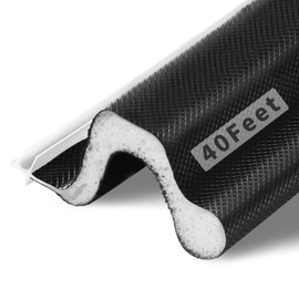 Fingwerk 40 Feet Long Reach Weather Stripping Door Seal, V-Shaped Replacement Door Seal Strip Foam Kerf Weather Stripping for Doors Frame Card Slot Door Insulation Strip, Easy Cut to Size(Black)