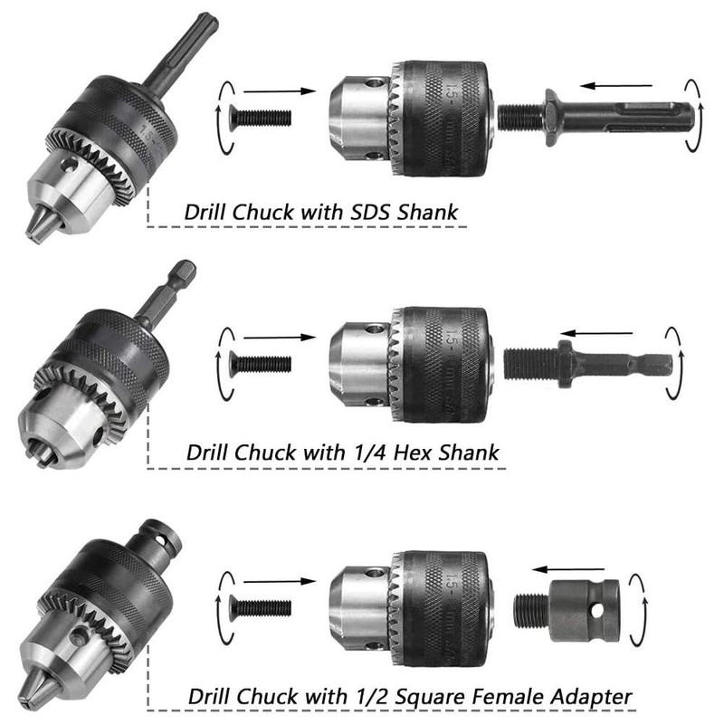 Bestgle 1.5-13mm Drill Chuck Adapter Mount 1/2-20UNF Quick Change Connect