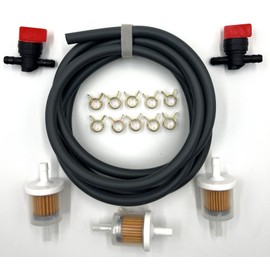KINDZA 5 Feet 1/4 inch ID Fuel Line Hose Kit with 10 Clamps for Briggs Kawasaki Kohler