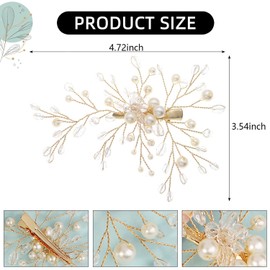 OTDEST Brides Wedding Flower Hair Clips, Crystal Flower Hair Clips French Rhinestone Barrettes, Pearl Flower Hair Pins Hair Accessories for Women Girls Bridesmaids, Type4