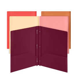 Mr. Pen- Plastic Folders with Pockets and Prongs, 5 Pack, Letter Size, Sunset Shades, Flexible Plastic Folders with Prongs