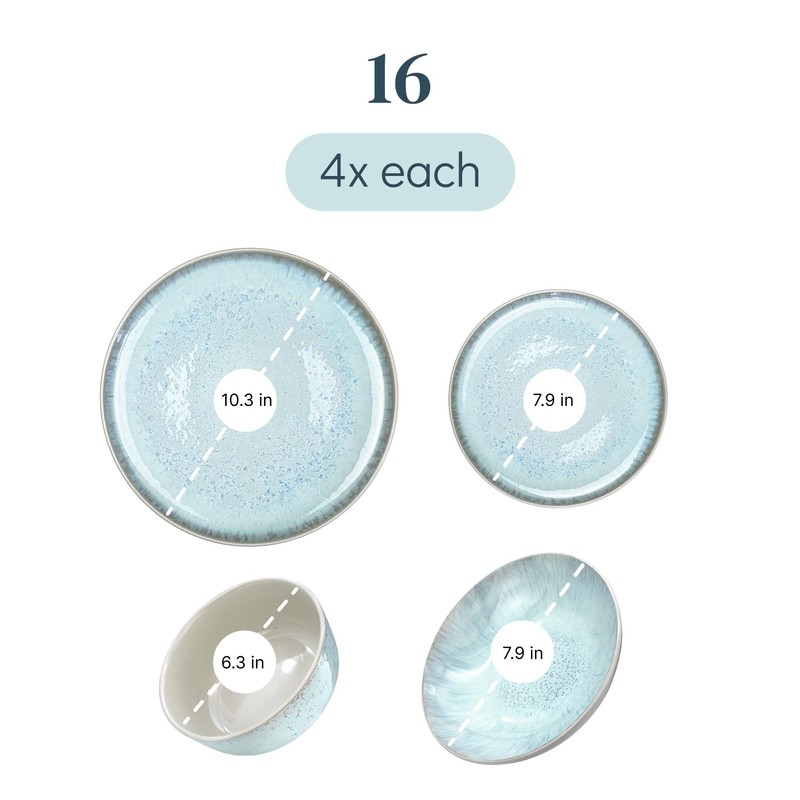 Stoneware dinnerware set 4 persons 16 pcs – Modern style