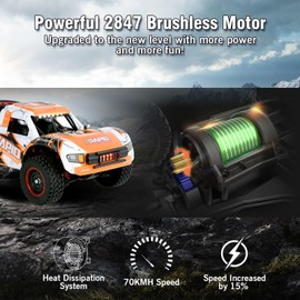 GoolRC 1:14 Brushless RC Trucks, 70 KMH High Speed 4WD RTR Fast RC Cars All Terrain, 2024 New Upgrade Electric Off-Road Remote Control Truck with 2 Batteries, Vehicle Car Toys Gifts