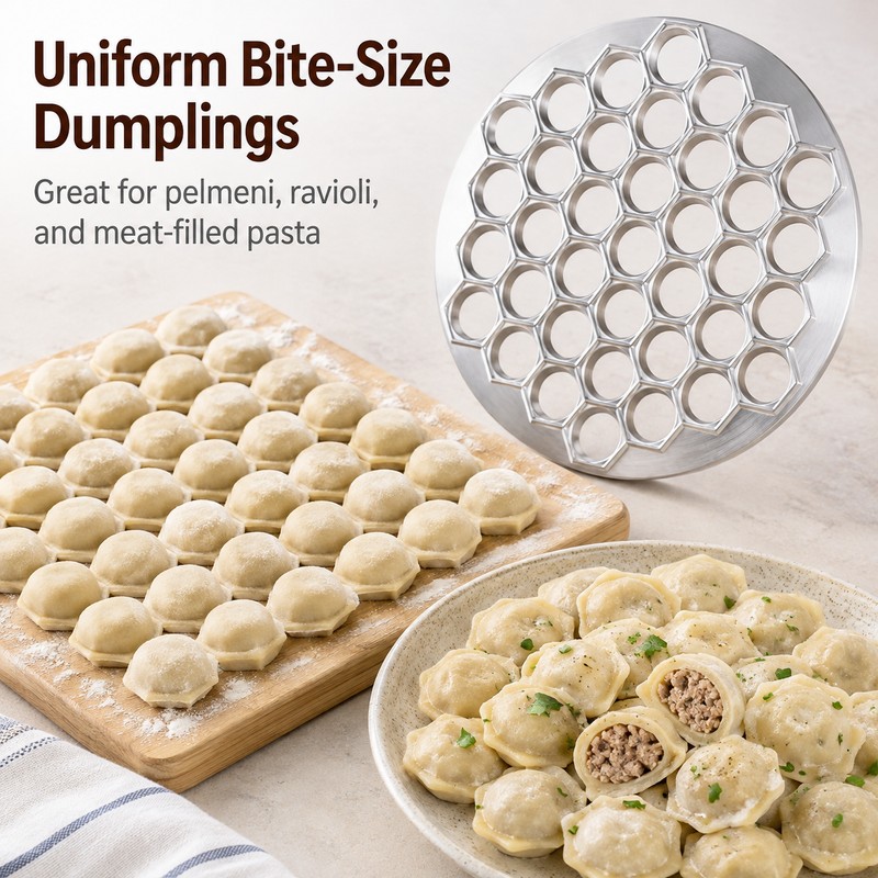 37-Hole Dumpling Maker for Homemade Pasta – Aluminum Ravioli Press