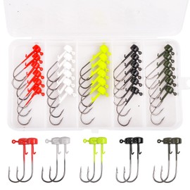 Ned Rig Jig Heads Mushroom Head Jig Hooks Kit 30pcs/Box Jig Heads for Bass Fishing Crappie Rigs Jigs Saltwater