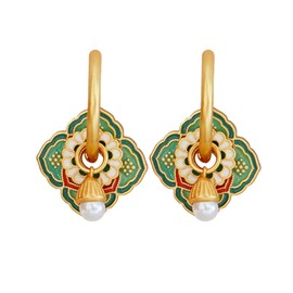 Tallwen Vintage Chinese Style Earrings Unique Chic Asian Pretty Earrings Ethnic Totem Earring for Women Girls Jewelry Gift, Sterling Silver, Pearl