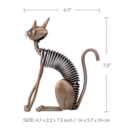 Tooarts Metal Cat Sculpture Figurine Animal Gifts Office Modern Ornament Crafts Interior for Cat Lover Living Room Decorations (Sitting Cat)