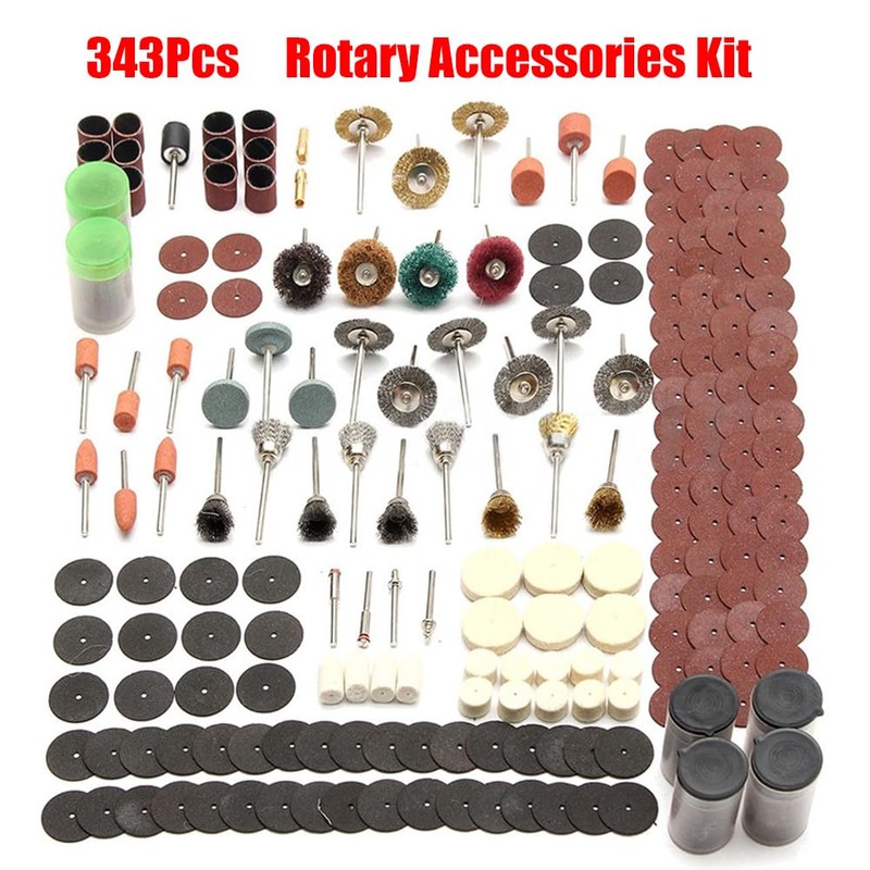 343 Pcs Rotary Accessories Kit, 1/8 Inch Shank Electric Tool