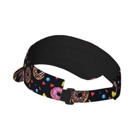 Donuts Visor Caps for Women Men Summer Sun Visor Hat with Sweatband for Running Outdoor Beach
