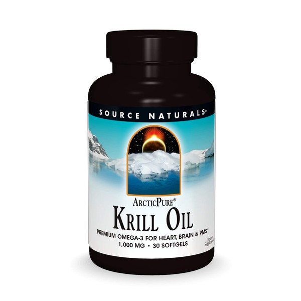 Source Naturals ArcticPure Krill Oil 1000 mcg Premium Omega-3 for Heart, Brain, and PMS - 30 Softgels