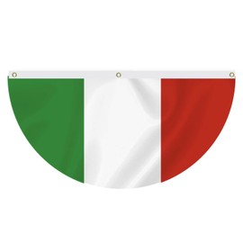 1.5x3 FT Italy Fan Bunting Flag,18x48 In Italian Semi Round 112D Outdoor Banner,Novel Decor for Garden Yard Window Car Boat Balcony with Brass Grommet
