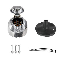 BEIJISTAR Trailer Socket 7-Pin Metal with Rubber Seal, in Accordance with ISO 1724, 12 V Waterproof 7-Pin Trailer Socket, 7-Pin Socket, 7-Pin Socket for Car Trailers (Aluminium Alloy)