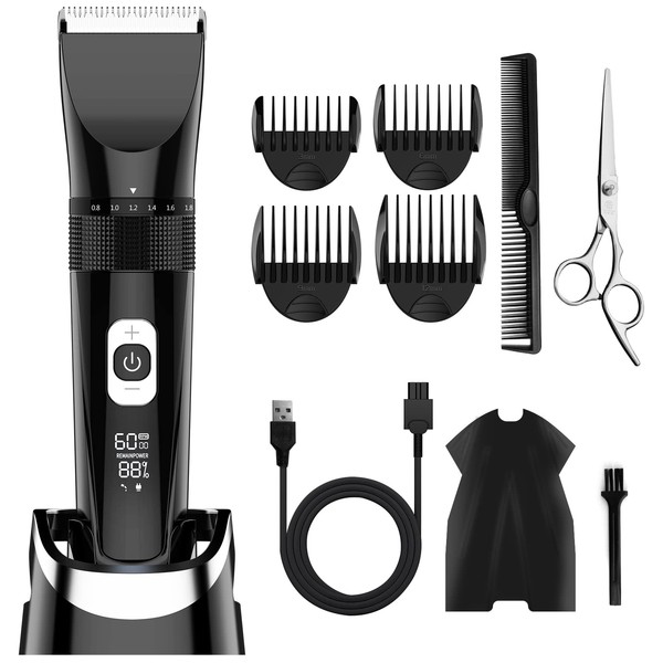 Men's Electric Hair Clipper, 2023 Innovation Model, Professional Specifications, 5 Speed Shifting, Ultra Low Noise, Hair Cutter, For Haircuts, 0.03 - 0.5 inches (0.8 - 13.8 mm), 30 Levels of Trimming Height, Automatic Polishing, IPX7 Full Body Waterproof