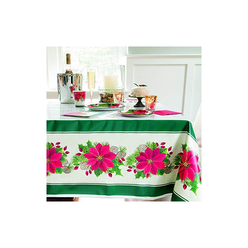 Unique Poinsettia Rectangular Plastic Table Cover | 54" x 84"