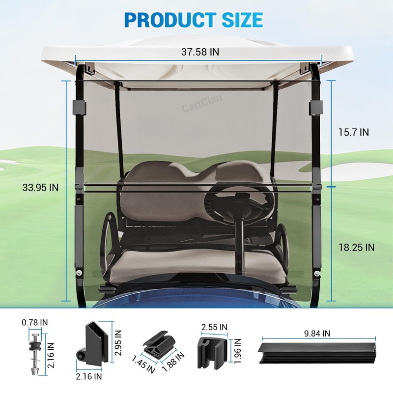 CartClan Golf Cart Windshield, Club Car Windshield for 2004-Up Precedent,