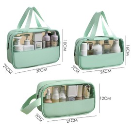 3 Toiletry Bags, Laundry Bag, Travel Pendant Toiletry Bag, Cosmetic Bag, Skin Care Bag, Waterproof Transparent Toiletry Bag, Women's Laundry Bag, Green