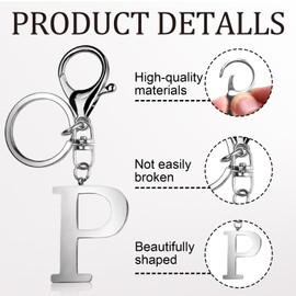 ORUZA Letter Keyring Alphabet Initial Keychain, Metal Letter Key Ring for Women Men Handbag Wallet Purses Letter P