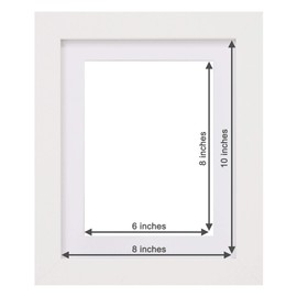 Fabian Clarke London® 10x8 Modern White Wooden Picture Photo Frame with White 8x6 Mount to Hang Portrait or Landscape