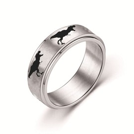 COLORFUL BLING Stainless Steel Cool Punk Dinosaurs Ring Cute Tyrannosaurus Anti Anxiety Ring for Women Men Stress Relief Rotatable Finger Jewelry-tyrannosaurus 7