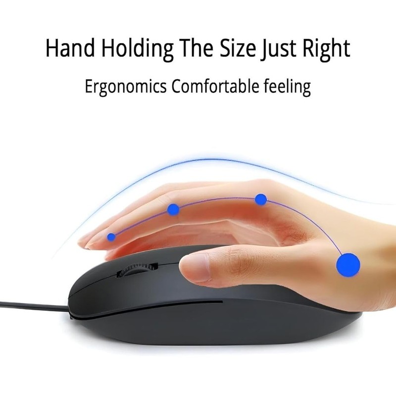 Usb Wired Mouse, Ultra-Slim USB Wire Mouse, 1600 DPI 2.4