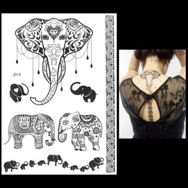Cina Elephant Tattoo Temporary Tattoo Mandala Tattoo 3 Sheets Fake Tattoo Sticker Set
