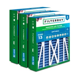 Filterbuy 21x23.5x5 Air Filter MERV 13 Optimal Defense (3-Pack), Pleated HVAC AC Furnace Air Filters Replacement for Trane Perfect Fit & American Standard (Actual Size: 20.00 x 23.09 x 4.97 Inches)