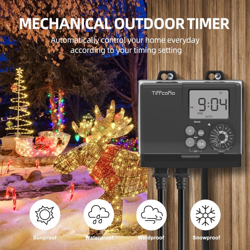TiFFCOFiO New Digital Outdoor Timer Waterproof, Dial Programmable Method, Outdoor