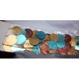 Aqua Sequin Garland 9ft Long Aqua Gold Brown Wedding, Baby Shower, Festival Items