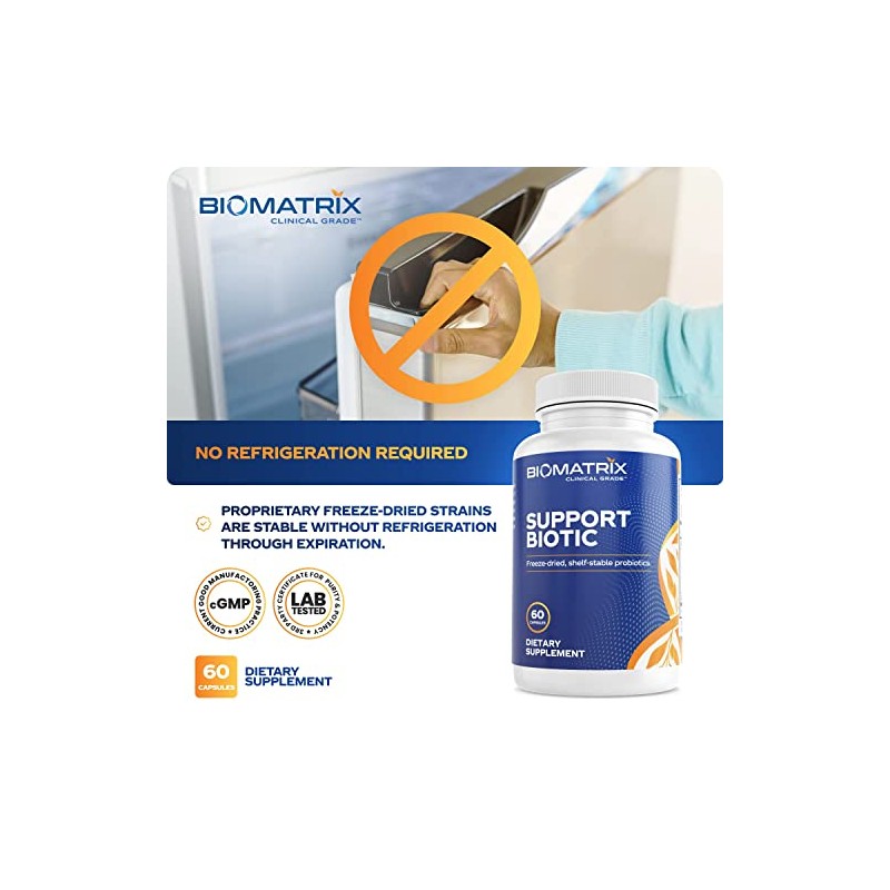 Support Biotic (60 Capsules20 Billion CFU) - Saccharomyces Boulardi, Lactobacillus