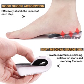 Ailaka 1 Pair Gel Height Increase Insoles, Invisible shoe lifts Inserts, Elastic Shock Absorption Heel Cushion Pads 3 Heights for Men & Women