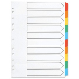 Q-Connect 10-Part Index Multi-punched Reinforced Board Multi-Colour Blank Tabs A4 White