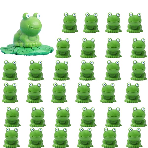 50 Pcs Mini Resin Frog Figurines, Mini Frog Garden Decor, Mini Garden Frog Ornaments, Miniature Frog Toys, Desktop Decorative Ornament, Cute Frogs Fairy Garden Moss Landscape Ornaments(Green)
