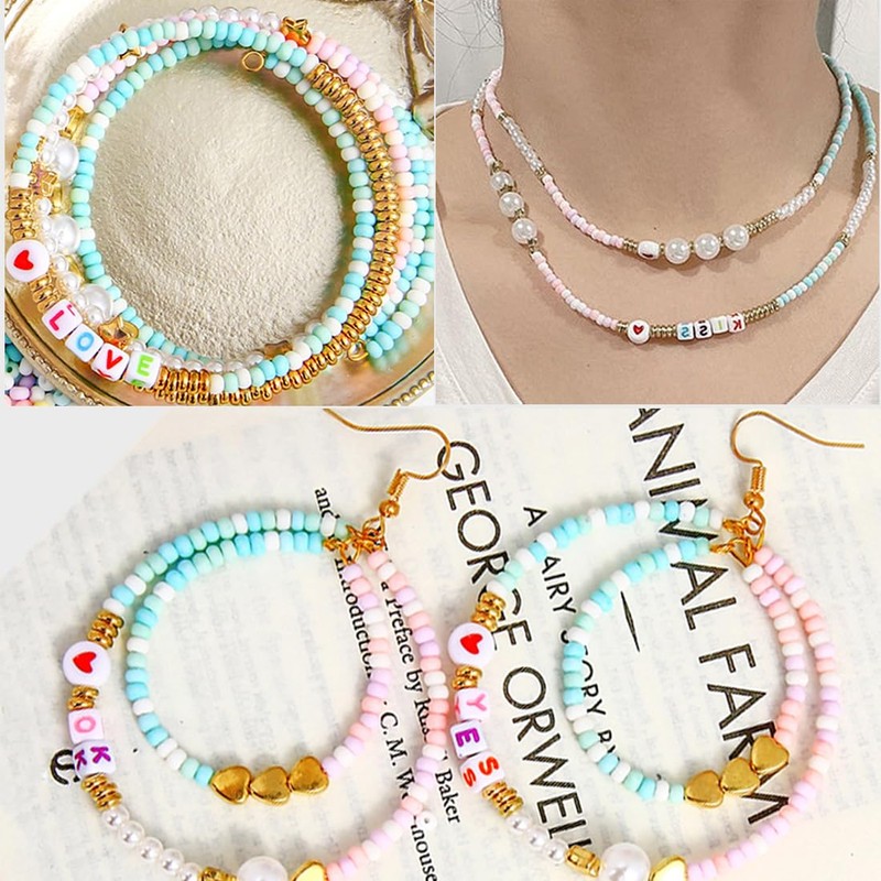 Pastel Glass Seed Beads for Jewelry Making, 13000Pcs 2mm Small