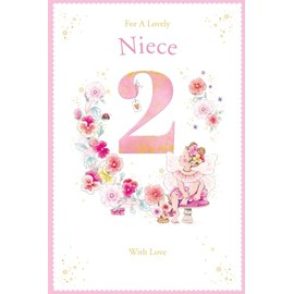 Niece 2nd Birthday Card Age 2 Pansy Fairy 9" x 6" Lovely Verse