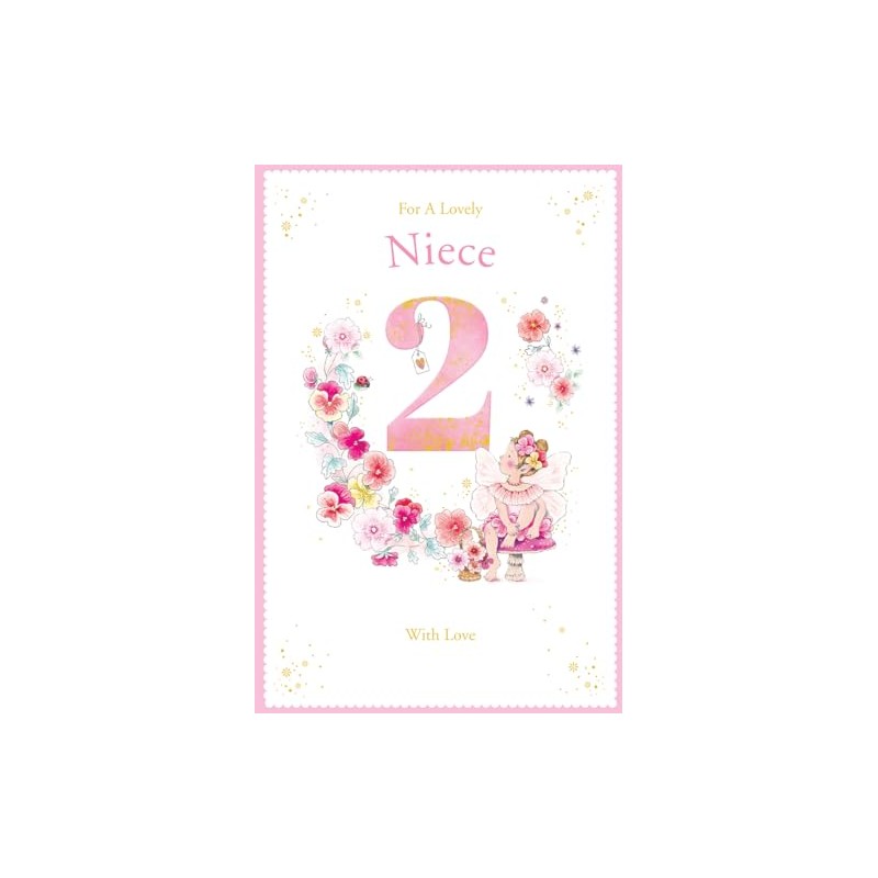 Niece 2nd Birthday Card Age 2 Pansy Fairy 9" x