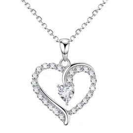 HAISWET Heart Necklace 925 Sterling Silver Cubic Zirconia Necklace for Friends Crystal