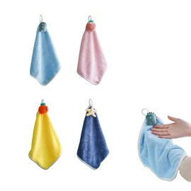 Coollooda Hand Towel, Hand Towel, Handkerchief Towel, Loop, Set of 4, Loop Towel, Handkerchief Towel, Hand Towel, Instant Absorption, Quick Drying, Water Absorbent, For Children, Soft To The Touch,