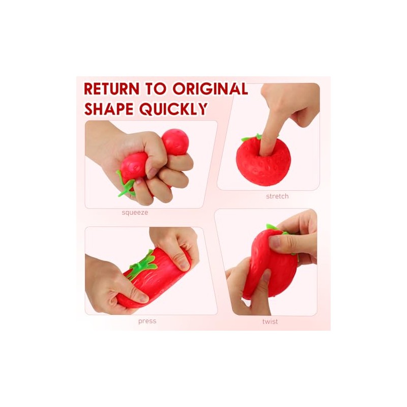 2PCS Squeezable Toy Fruit Ball Realistic Strawberry Model, Squeezable Toy